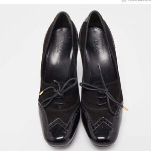 Gucci black Vintage Lace Up Platform Collegiate Women's Shoes Size 8.5